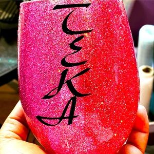 GLITTER STEMLESS WINEGLASS